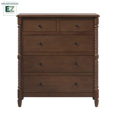 Walker Edison Vivienne Easy Assembly Solid Wood Spindle 5-Drawer Dresser | Wayfair | Wayfair North America