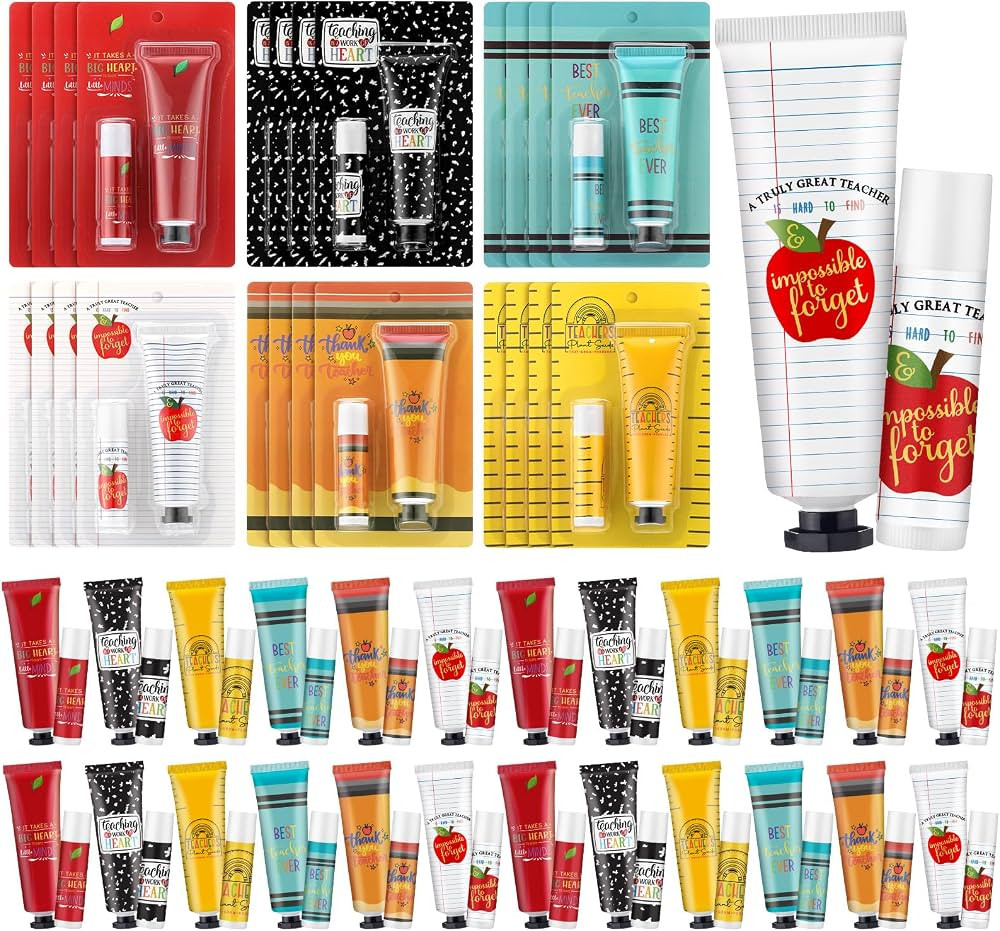 Loopeer 24 Sets Teacher Appreciation Gifts Bulk Hand Cream & Lip Balm Set Thank You Gifts for Tea... | Amazon (US)