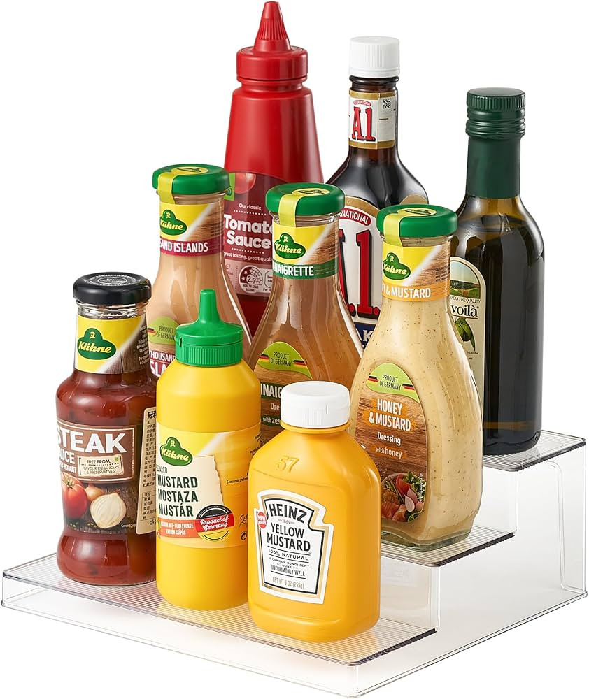 vacane Clear Spice Rack, 3 Tiered Shelf Spice Organizer for Cabinet, Spice Shelf and Jar Organize... | Amazon (US)