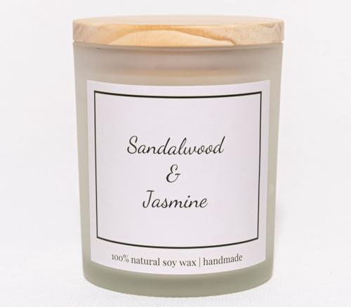 Natural Sandalwood & Jasmine Candle, Luxury Scented Soy Jar Candle, Home Fragrance Gifts, Aromatherapy Gifts, Natural Soy Wax & Natural Essential Oils | Amazon (US)