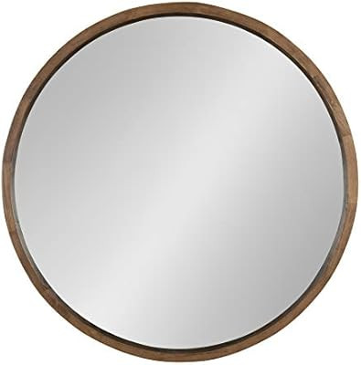 Kate and Laurel Hutton Round Wood Framed Accent Mirror, 30" Diameter, Rustic Brown | Amazon (US)
