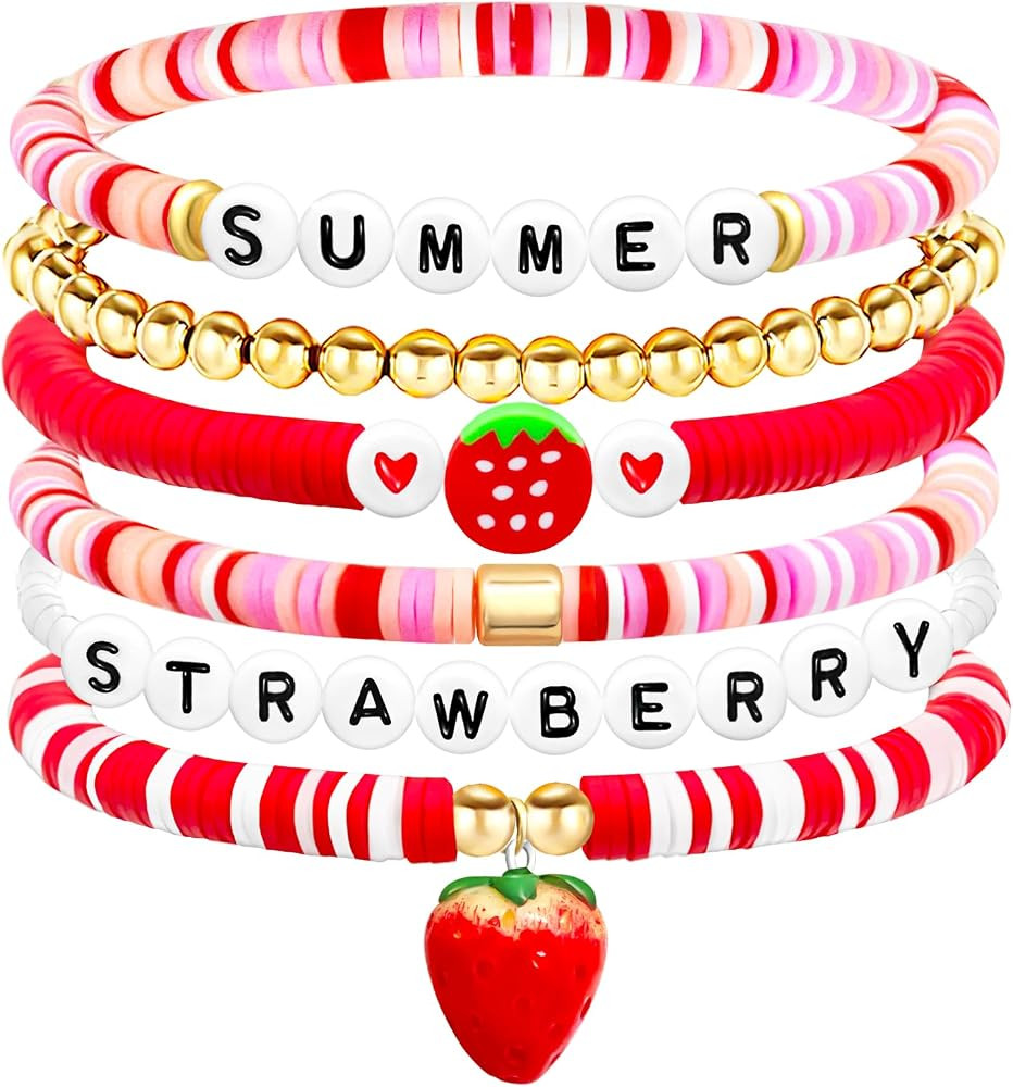 Ronglry Heishi Surfer Bracelets Summer Beach Bracelet Set for Women Clay Beaded Bracelet Starfish... | Amazon (US)