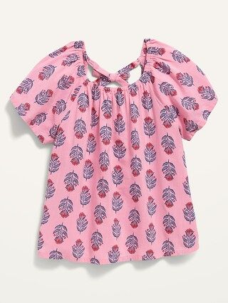 Short-Sleeve Tie-Back Matching Print Top for Toddler Girls | Old Navy (US)