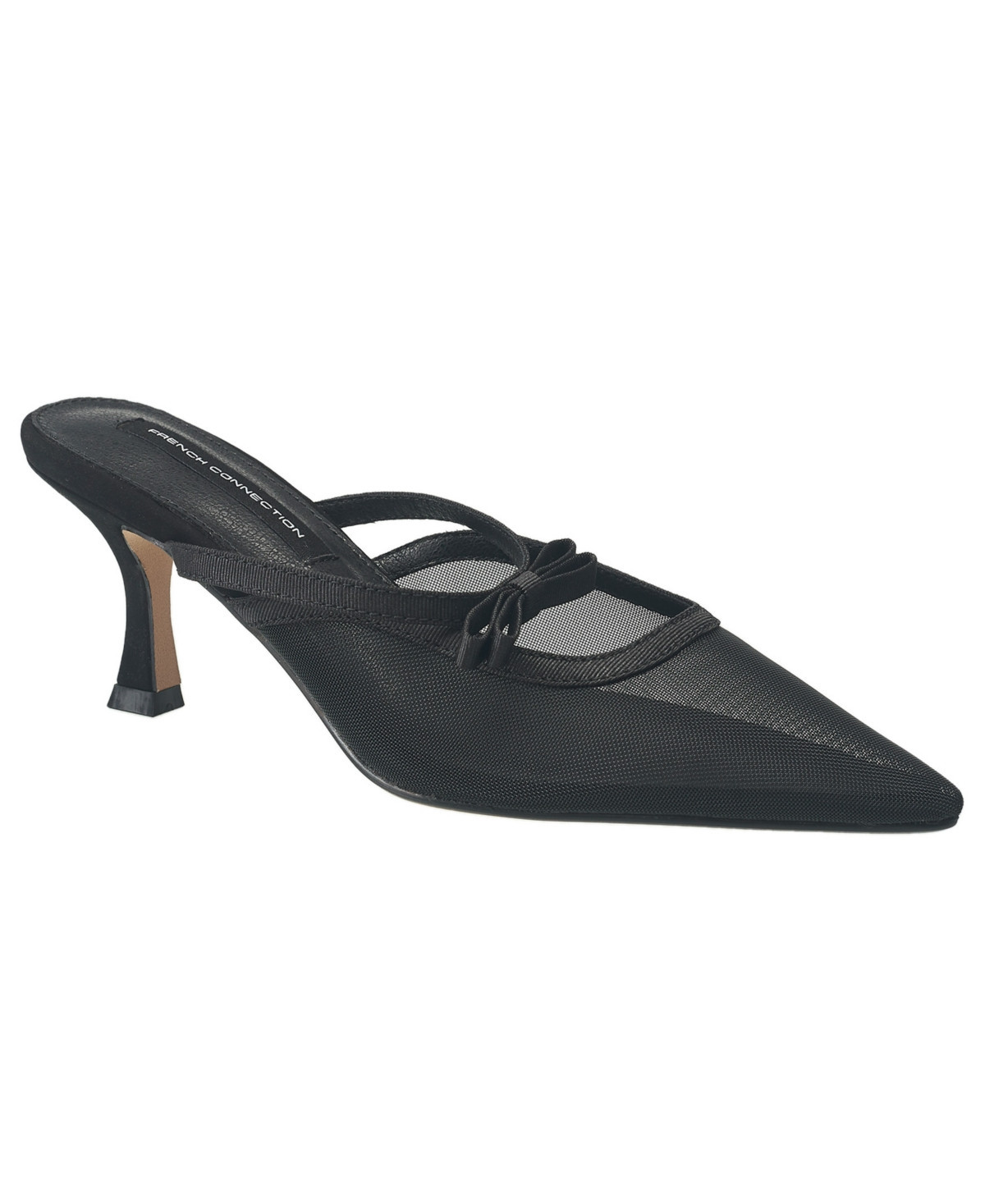 French Connection Women's Mesh Toe Kitten Heel - Black | Macy's