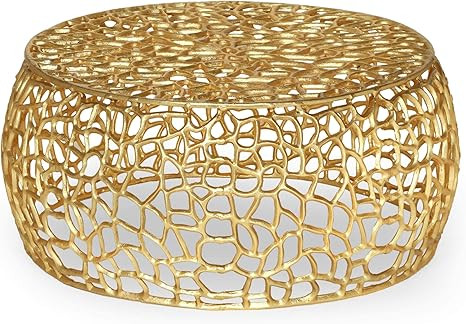 Carrie Modern Aluminum Mesh Coffee Table, Gold | Amazon (US)