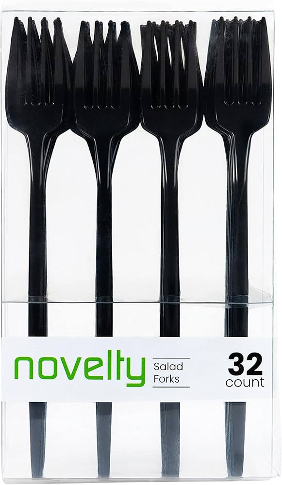 Novelty Modern Flatware, Cutlery, Salad forks Luxury Black 64 Count | Amazon (US)