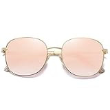 SOJOS Designer Women Sunglasses Stylish Flat Mirrored Sunnies Aurora SJ1137 with Gold Frame/Pink Mir | Amazon (US)