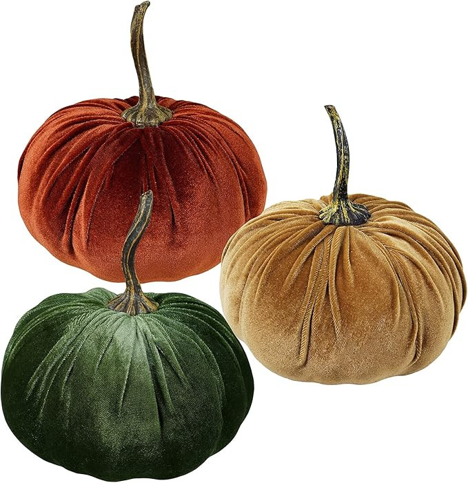 Amazon.com: 3 Pcs Fall Harvest Decorative Pumpkins Foam Pumpkins Velvet Pumpkins Fabric Pumpkins ... | Amazon (US)