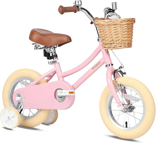 Petimini Girls Bike with Basket for 2-12 Years Old Kids, 12 14 16 18 20 Inch Bicycle with Bell Tr... | Amazon (US)