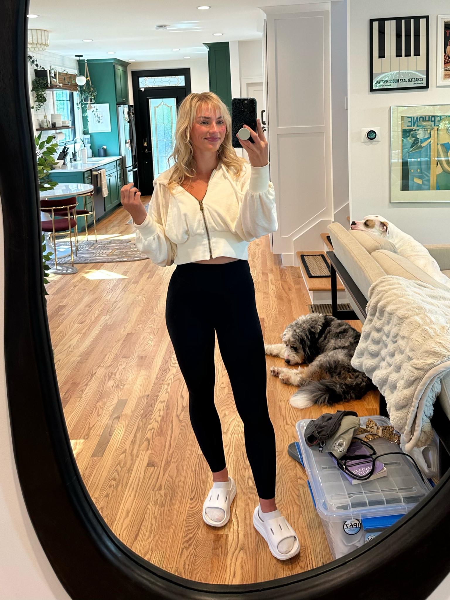 Slides-true to size
Cropped hoodie- size down (i got a small)
Leggings-size down (i got a small)
Bra-true to size (i wear a medium)

#LTKFitness #LTKstyletip