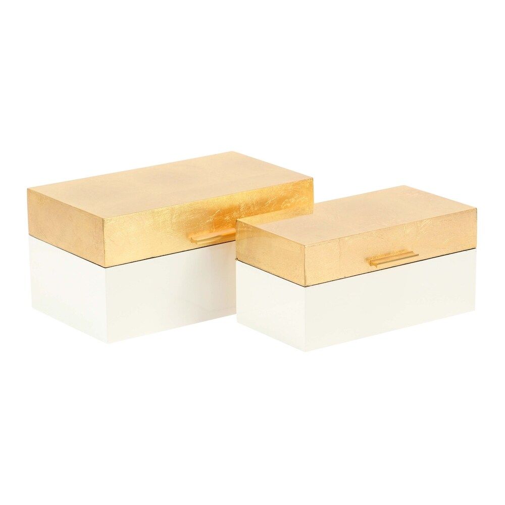Set of 2 Modern Black and White Wooden Boxes with Lid | Bed Bath & Beyond