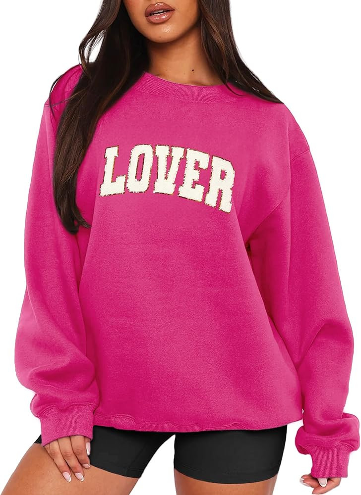 MAPICK Valentine Sweatshirts for Women Funny Letter Printed Chenille Patch Pullover Sweaters Long... | Amazon (US)