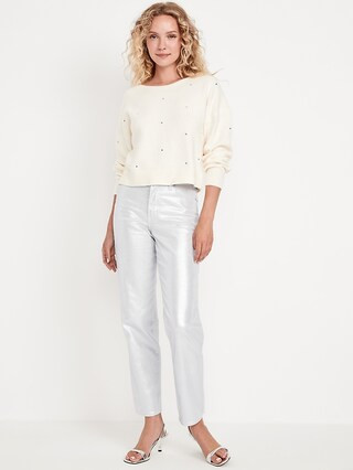 High-Waisted Silver Shine OG Loose Jeans | Old Navy (US)