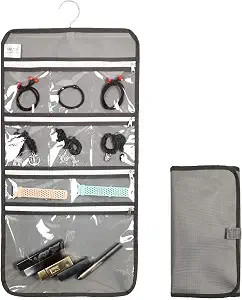 Travel Foldable Jewelry Rolls Bag Hanging Jewelry Organizer with 9 Zippered Clear Pockets Storage... | Amazon (US)