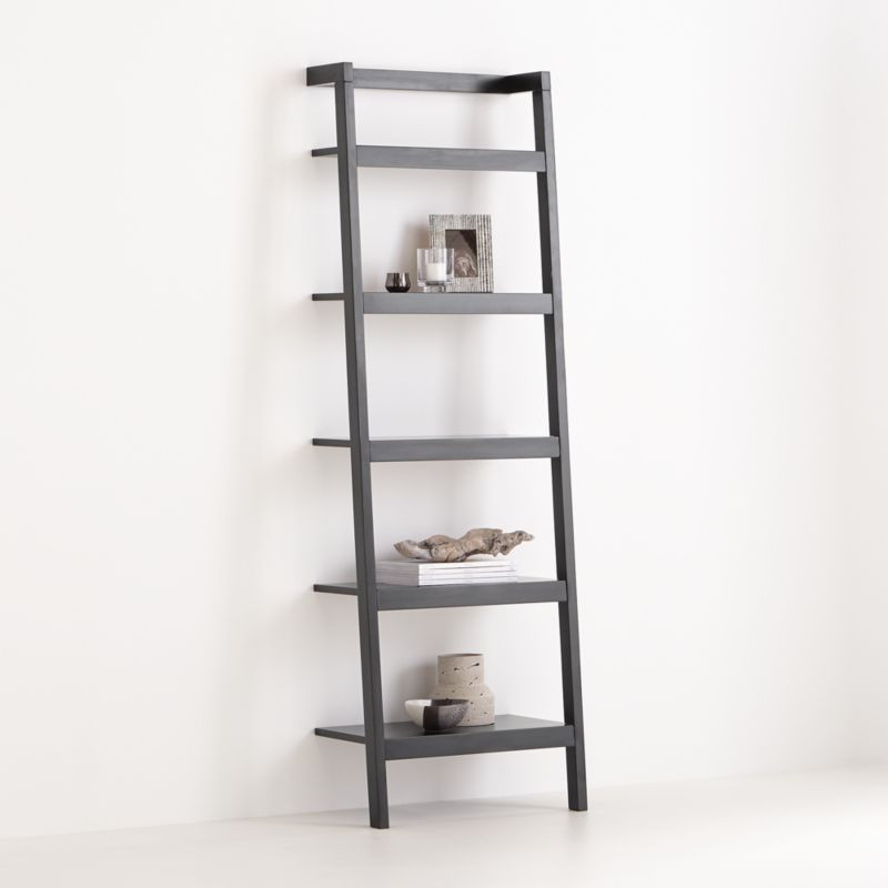 Sawyer Black Leaning 24.5" Bookcase + Reviews | Crate & Barrel | Crate & Barrel