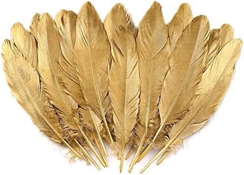 Larryhot Gold Goose Feathers for Cfafts - 6-8 inch 60 pcs Natural Feathers for Wedding Party Deco... | Amazon (US)