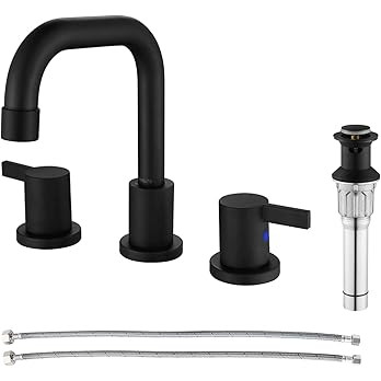 PARLOS Matte Black Widespread Bathroom Faucet with Metal Pop-up Drain and cUPC Supply Lines, 1413... | Amazon (US)