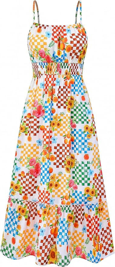 BTFBM Summer Dresses for Women 2026 Sundresses Sleeveless Spaghetti Strap Boho Beach Vacation Out... | Amazon (US)
