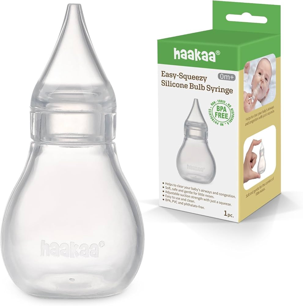 haakaa Silicone Baby Nasal Aspirator | Baby Nose Cleaner | Easy-Squeeze Nose Bulb Syringe, 0m+ Ne... | Amazon (US)