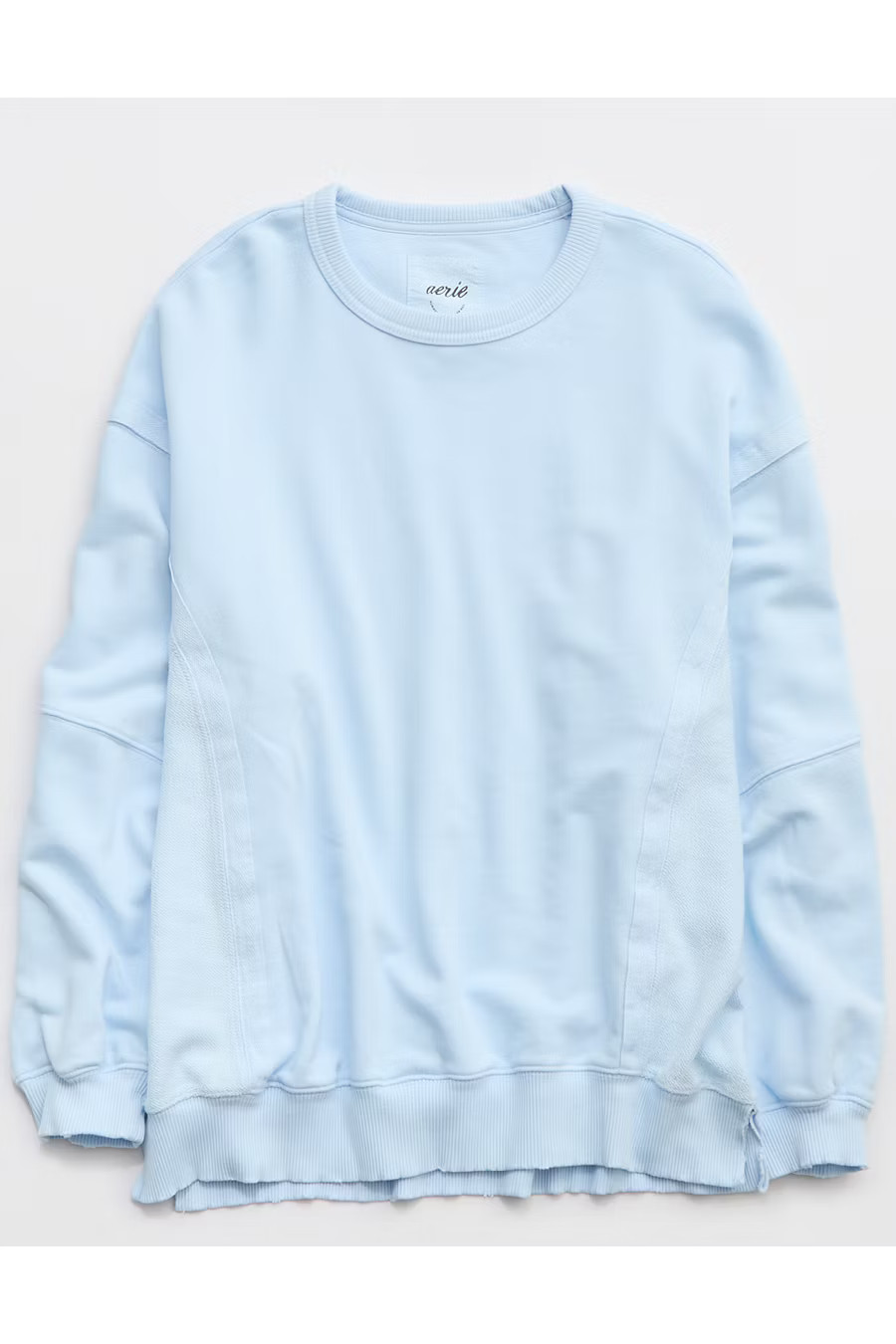 Aerie Keep It Light Crew Sweatshirt Women's Eyelet Blue XXS | American Eagle Outfitters (US & CA)