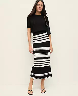 Petite Striped Midi Sweater Skirt | Ann Taylor