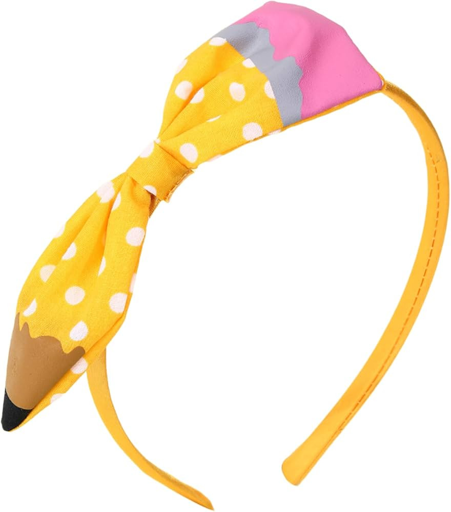 Back To School Headband Cute Yellow Pencil Headband for Girls Bow School Hair Band Hair Accessori... | Amazon (US)