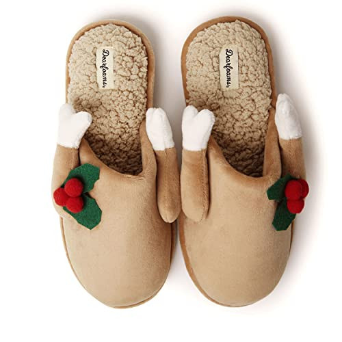 Dearfoams Men's Funny Ugly Christmas Sweater Holiday Scuff Slipper, Turkey, X-Large | Amazon (US)