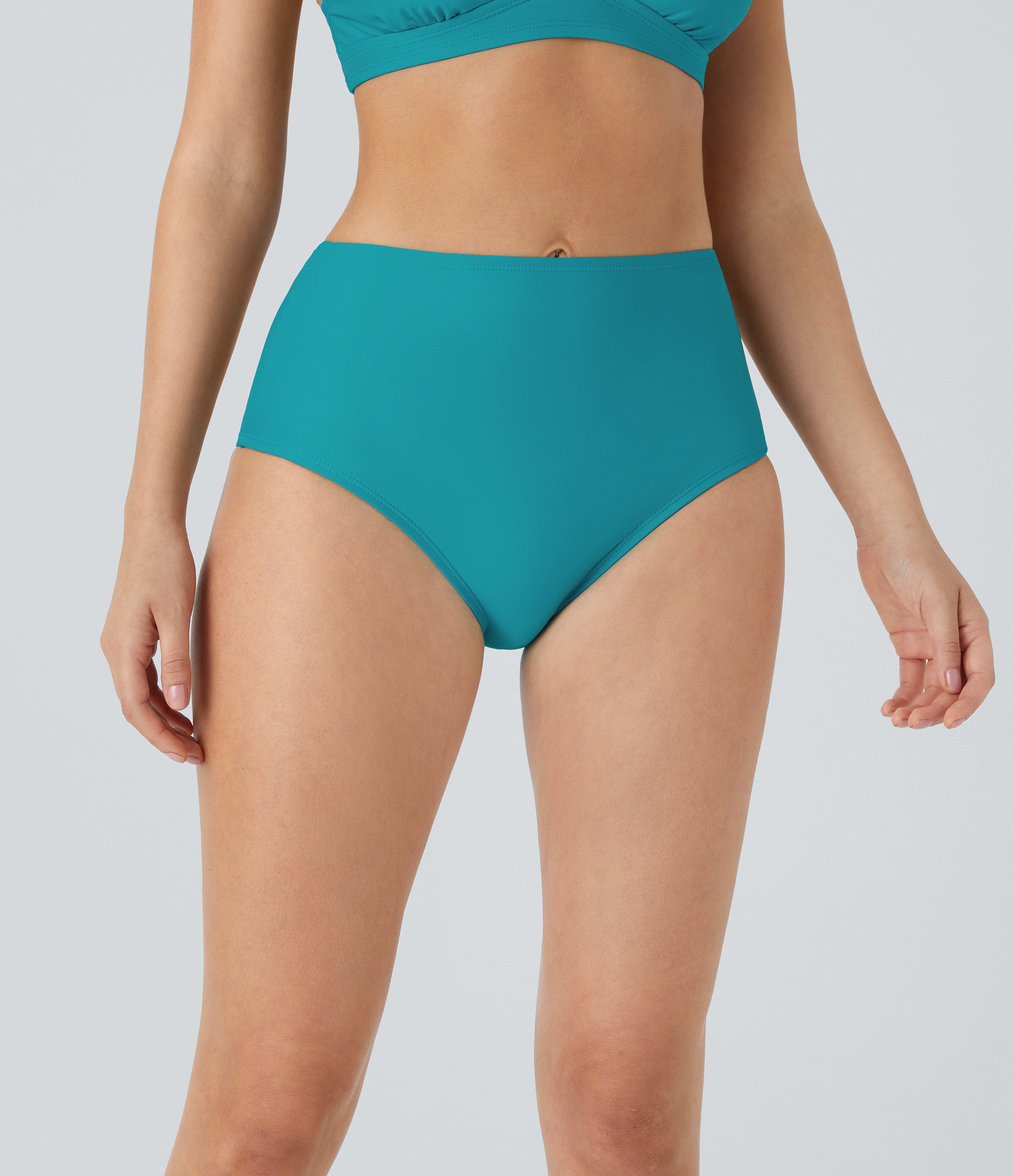 Halara Solid High Waisted Bikini Bottom Swimsuit  - Lake Blue - M | HALARA