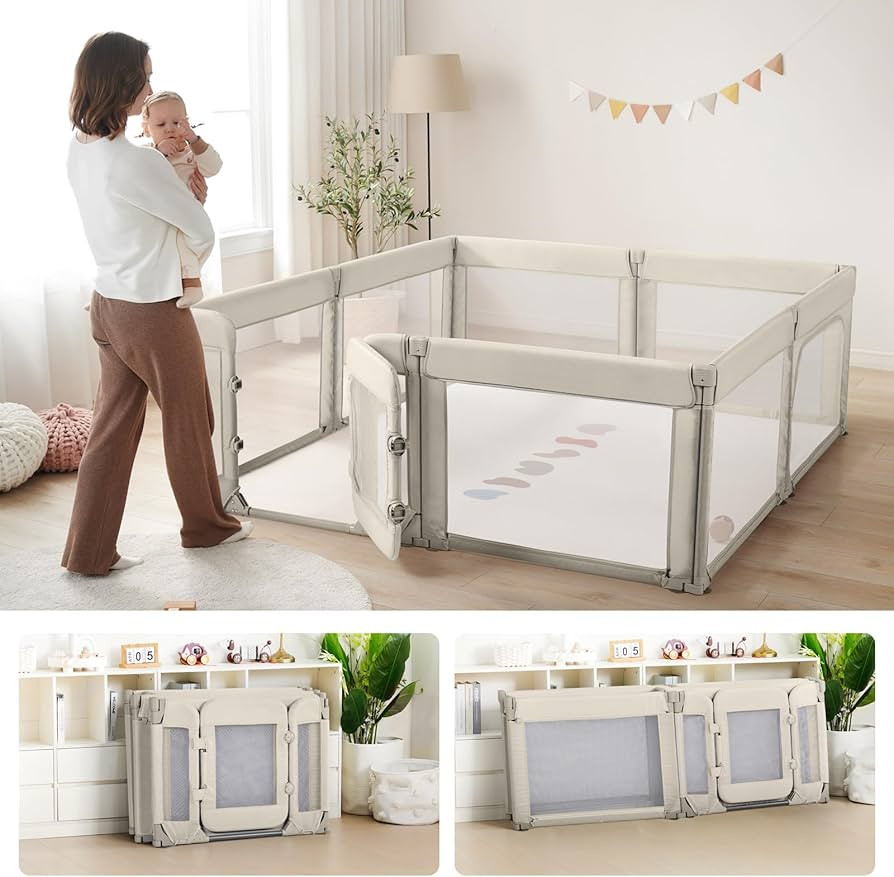 Baby Playpen,Large Play Pen for Babies and Toddlers with Door 79x71 Inch, Adjustable Playpen Non-... | Amazon (US)