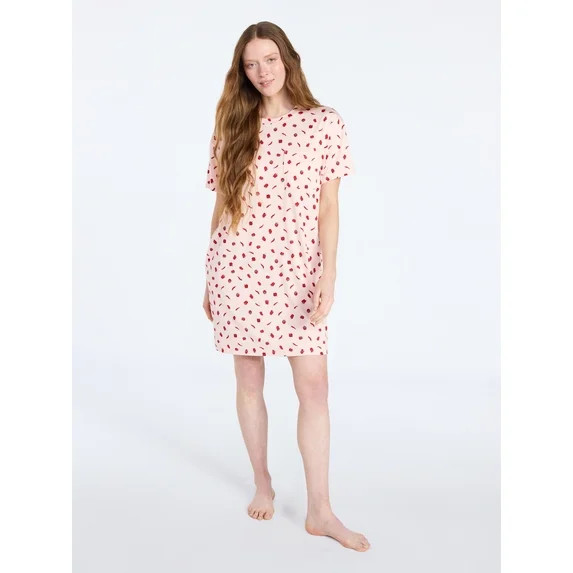 Joyspun Women's Dreamy Soft Collection Short Sleeve Sleepshirt, Sizes S/M-2X/3X | Walmart (US)