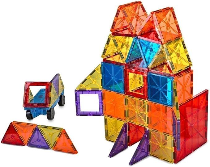 Mag-Genius Award Winning building Magnet Tiles Blocks Clear Colors 3D Brain Building Blocks Set o... | Amazon (US)