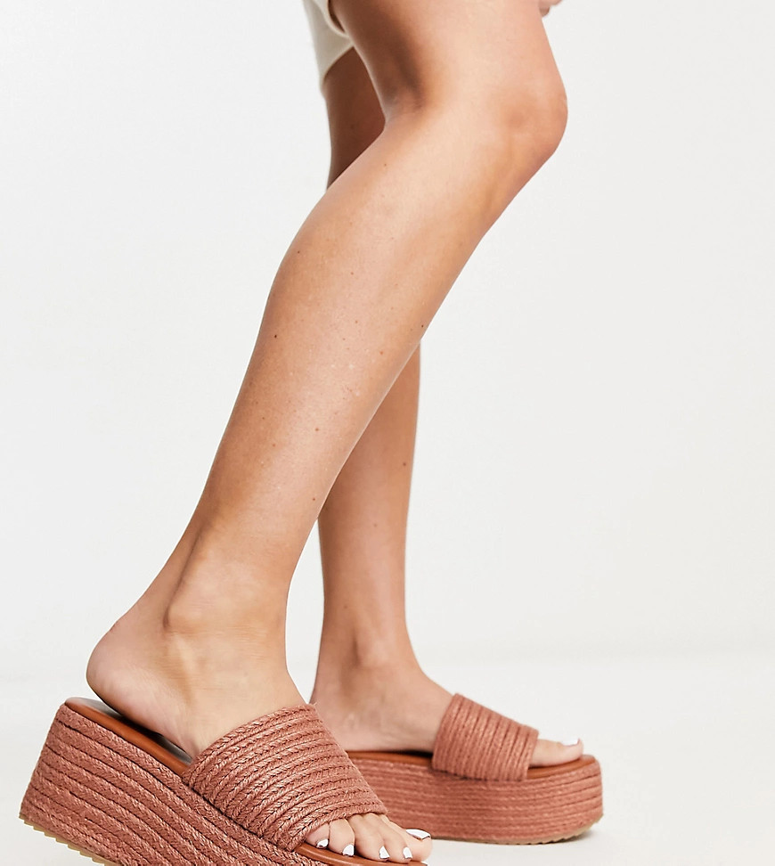 South Beach platform wedge espadrille sandal in tan-Brown | ASOS (Global)