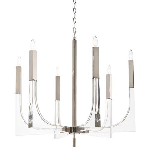 John-Richard Modern Classic Silver Iron Acrylic Six-Light Chandelier - Small | Kathy Kuo Home