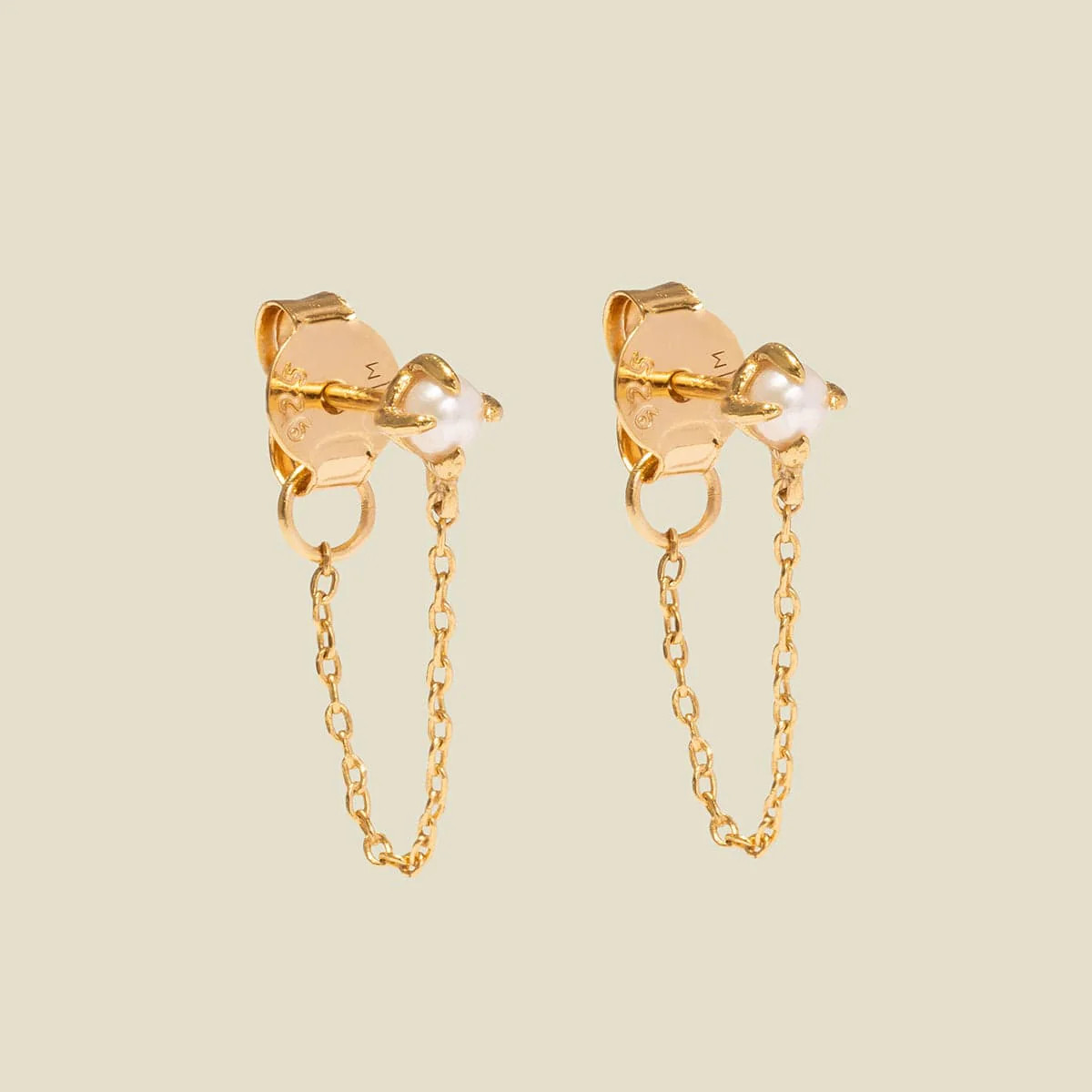 Pearl Chain Huggie Studs | Made by Mary (US)