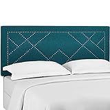 Modway Reese Upholstered Nailhead Linen Fabric Full / Queen Headboard Size in Teal | Amazon (US)