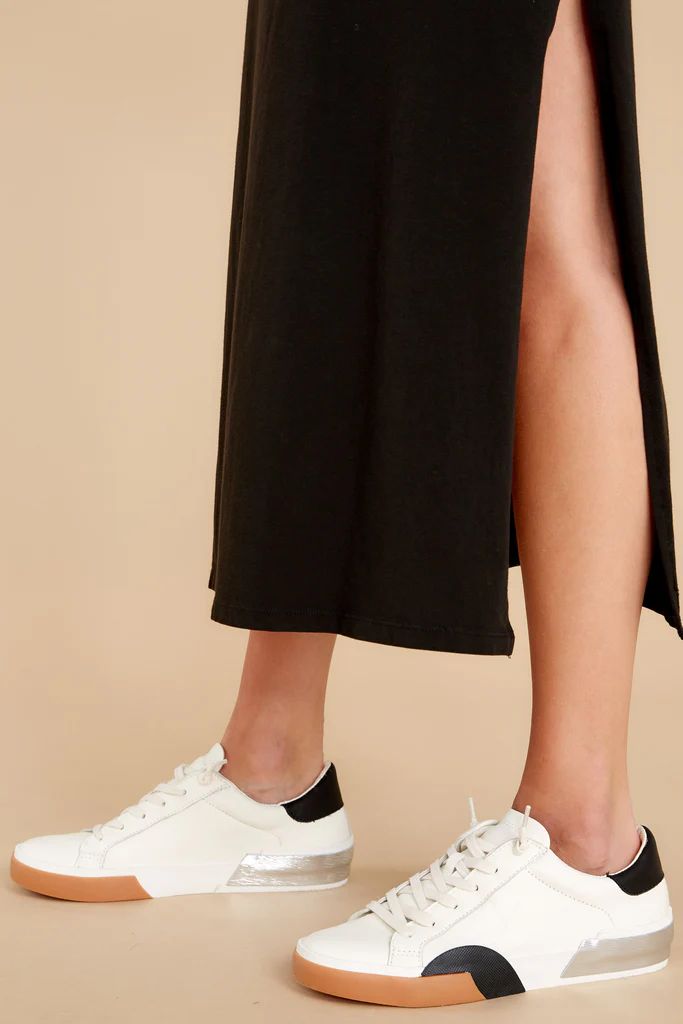 Zina White Black Leather Sneakers | Red Dress 