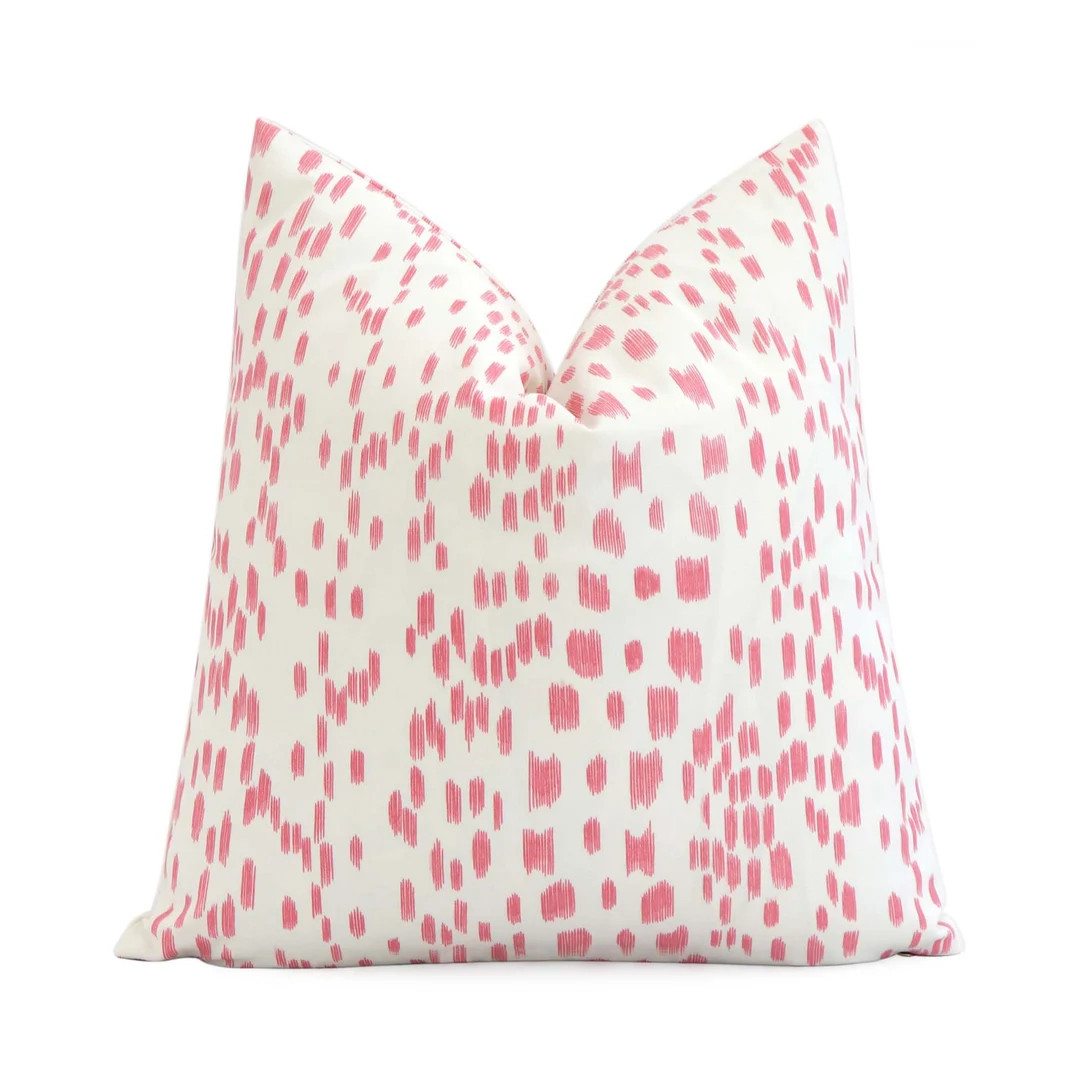 Brunschwig Fils Les Touches Petal Pink and White Decorative Designer Pillow With Zipper, Square, ... | Etsy (US)