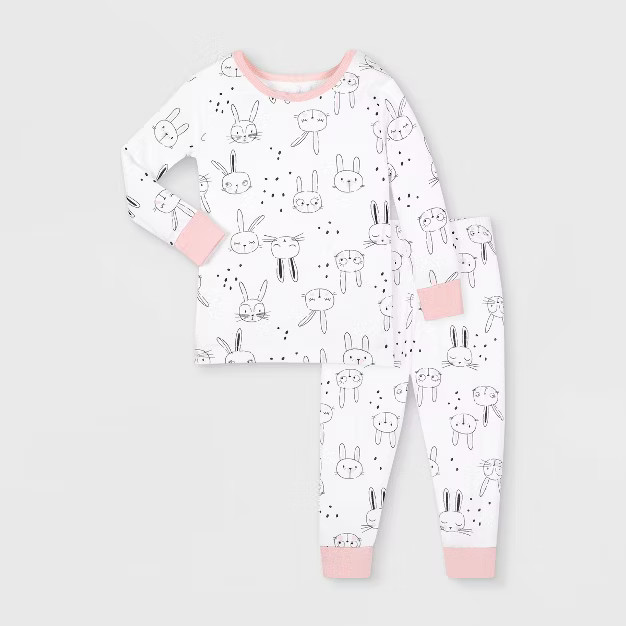 Lamaze Toddler Girls' 2pc Bunny Organic Cotton Snug Fit Pajama Set - Pink | Target