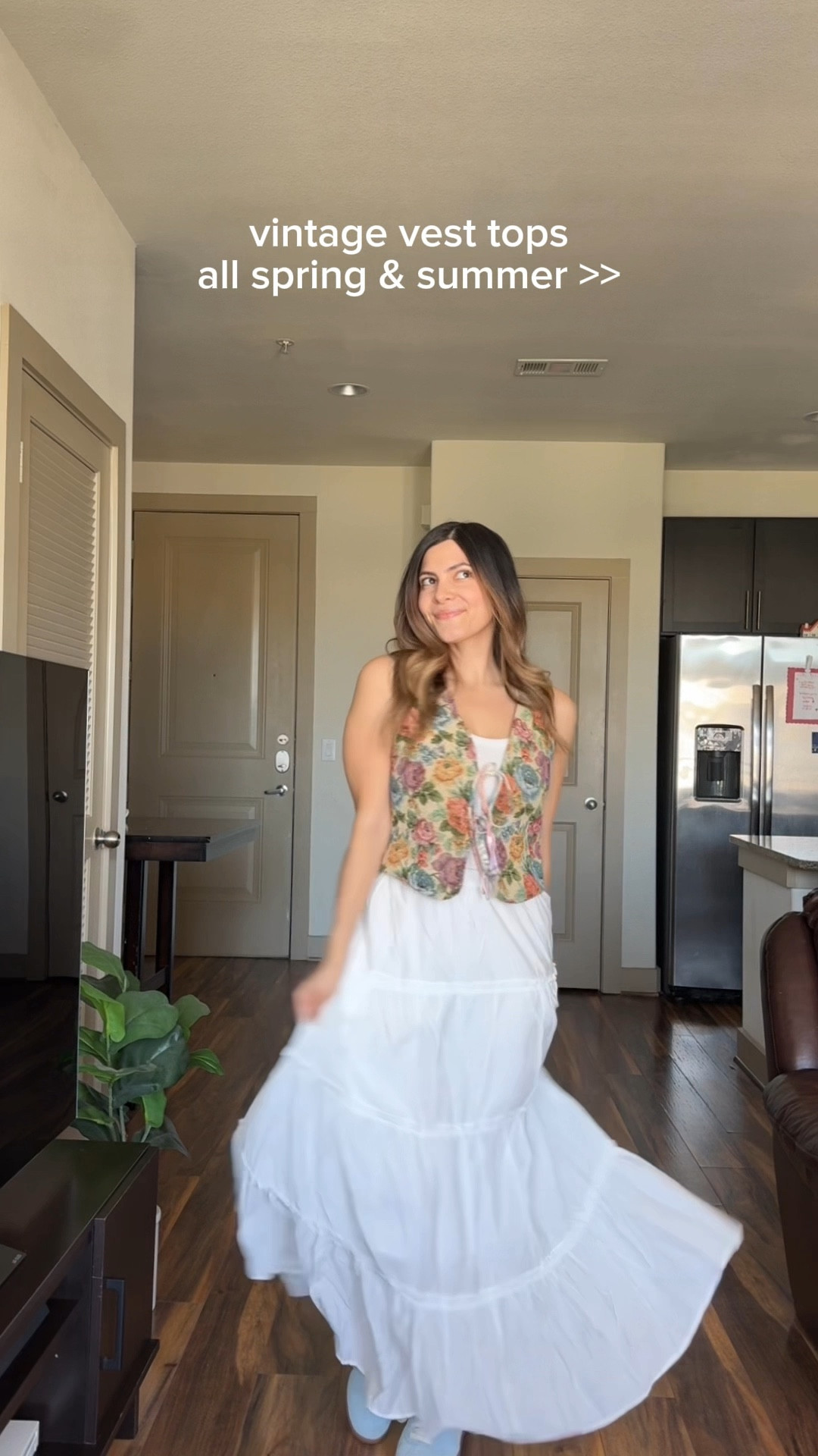 Size S in vest & maxi skirt 
26/2 in denim skirt 


Vintage vest top, floral vest, vest tops for women, maxi skirt, white maxi skirt, Amazon fashion, Amazon women’s clothes, puma Palermo sneakers 