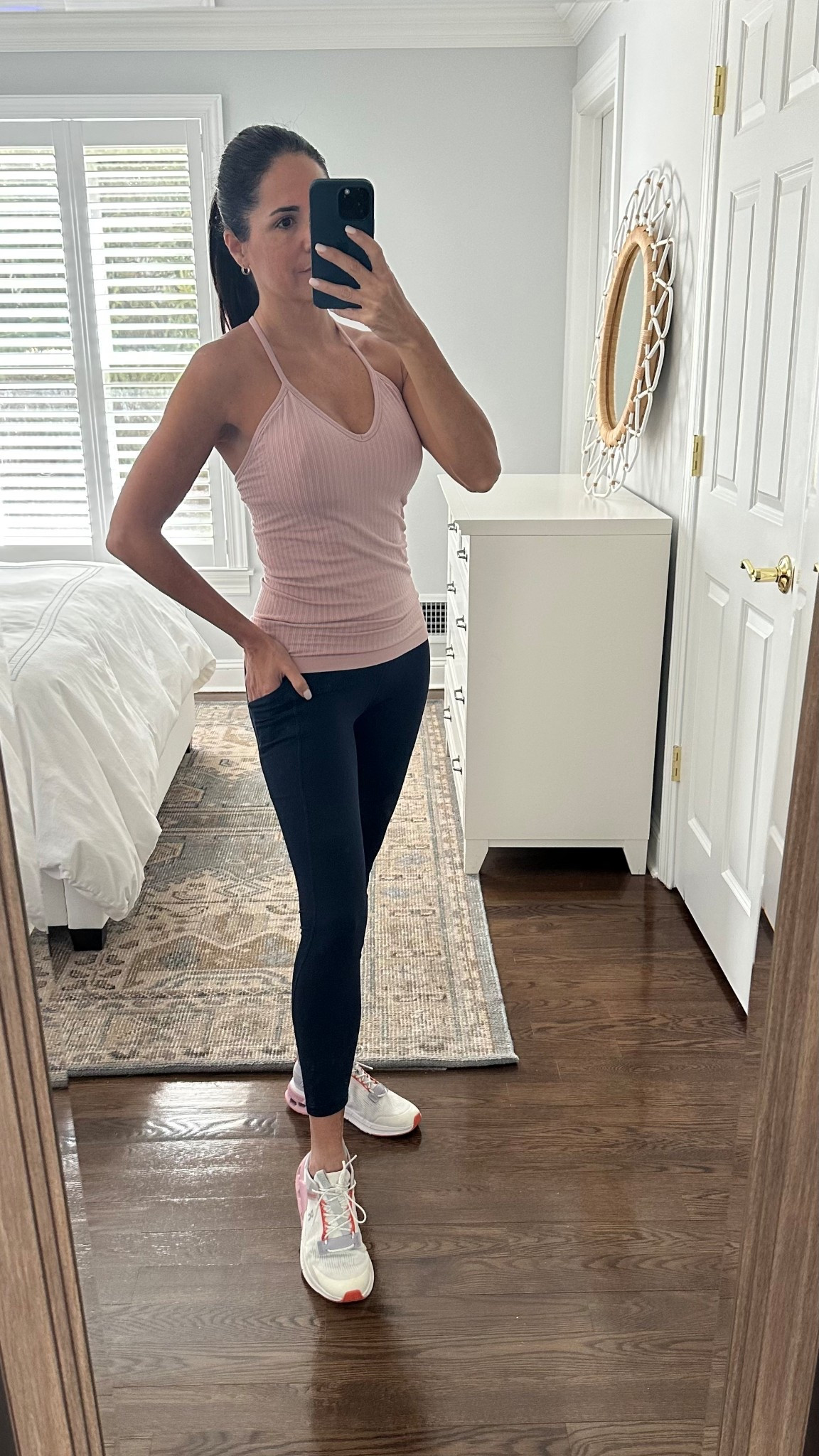 Workout look. Lululemon Align Navy  leggings with pockets 

#LTKOver40 #LTKActive #LTKStyleTip