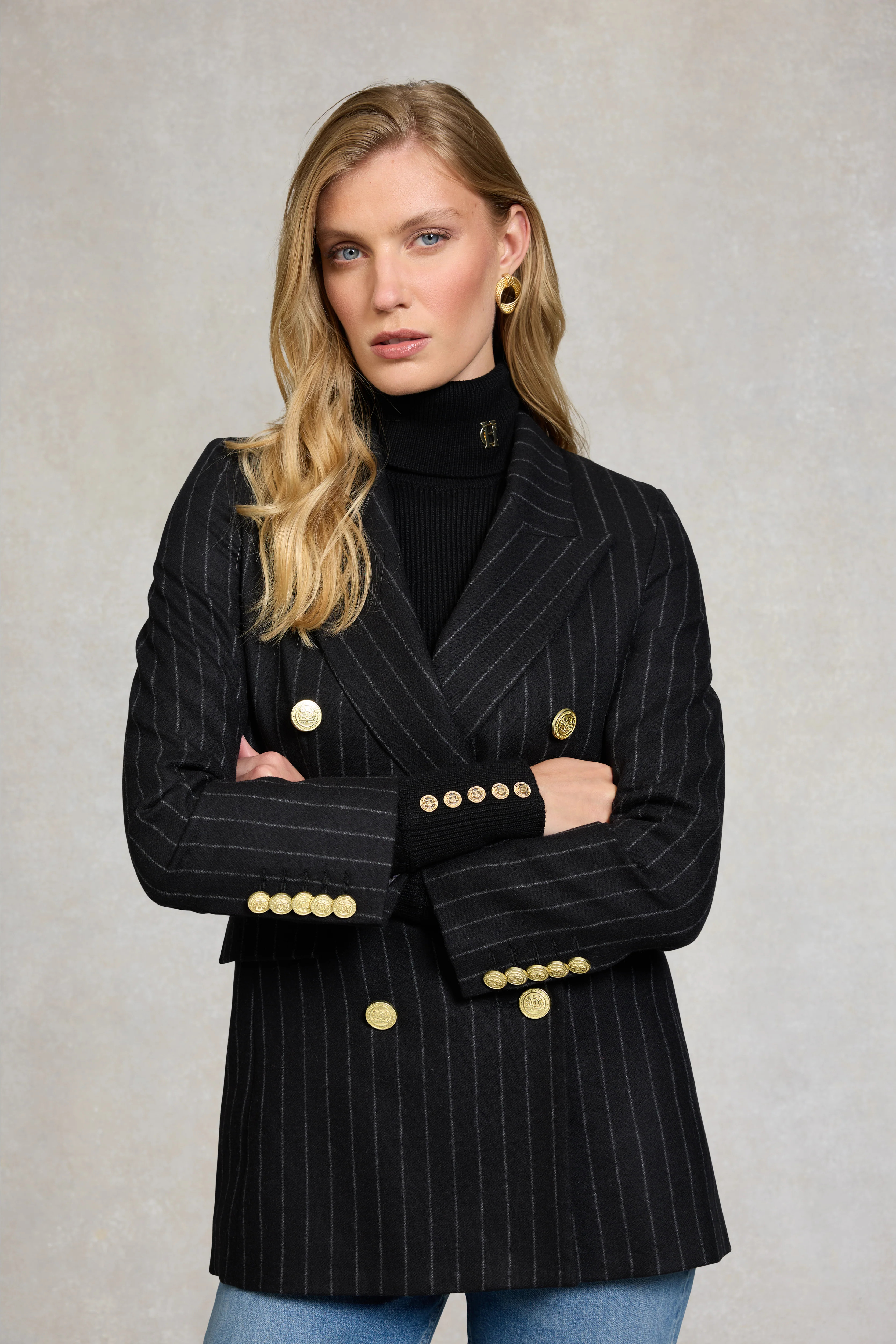 Kensington Blazer (Black Chalk Pinstripe) | Holland Cooper