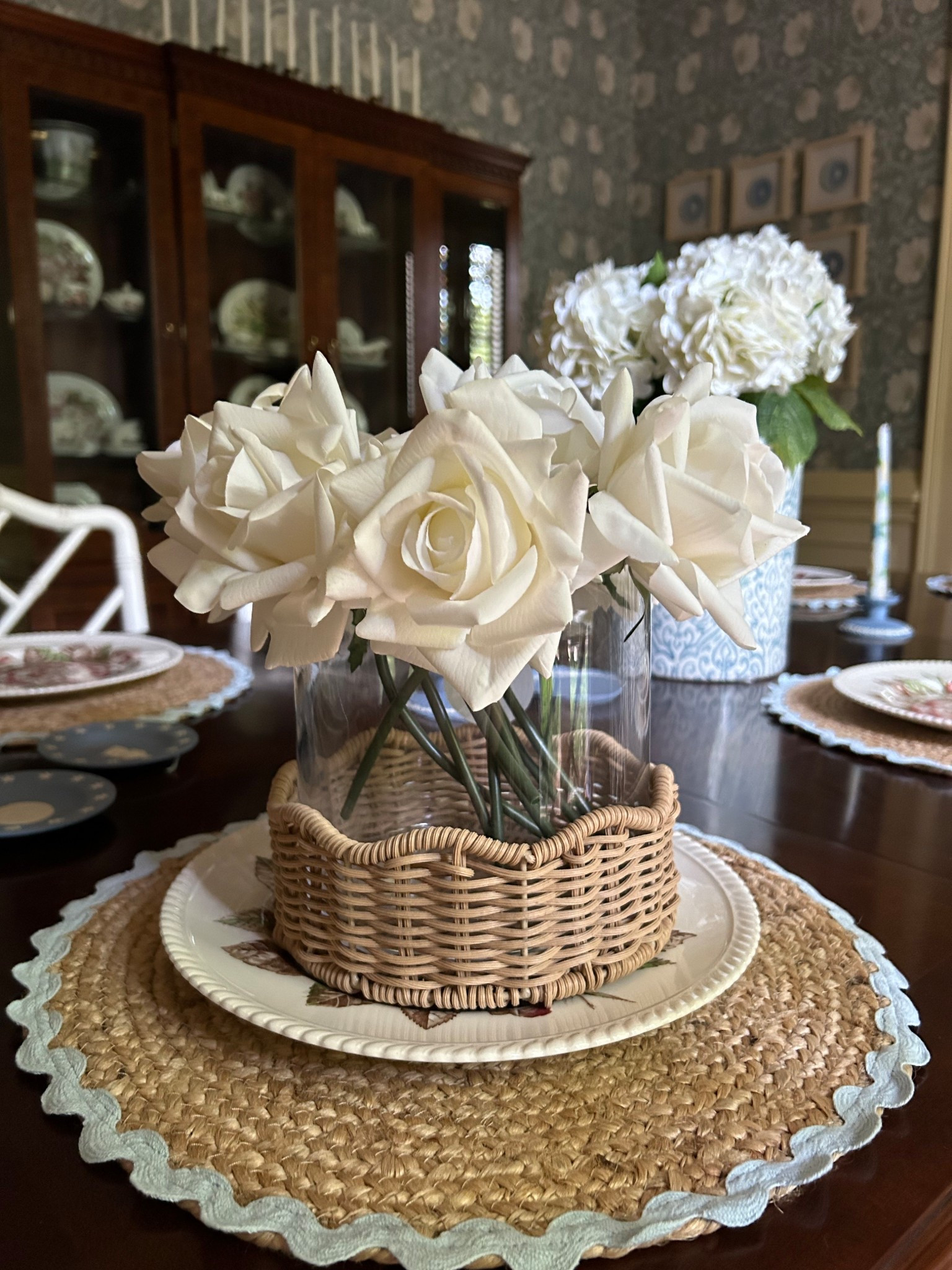 Rattan and glass scalloped hurricanes 
Walmart finds 

#LTKHome #LTKSeasonal