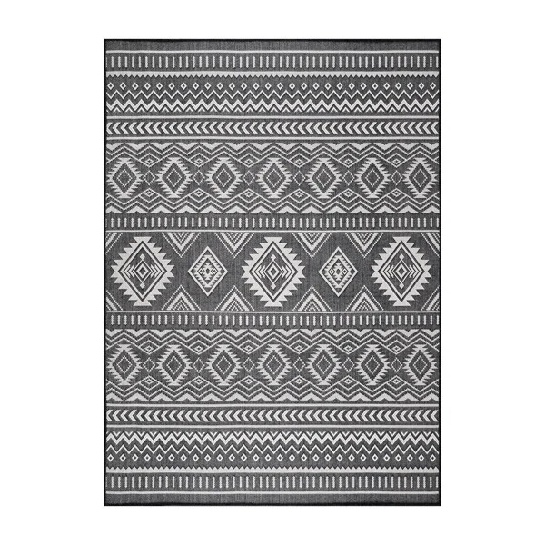 Domek Moroccan Indoor / Outdoor Area Rug in Black/Ivory | Wayfair North America