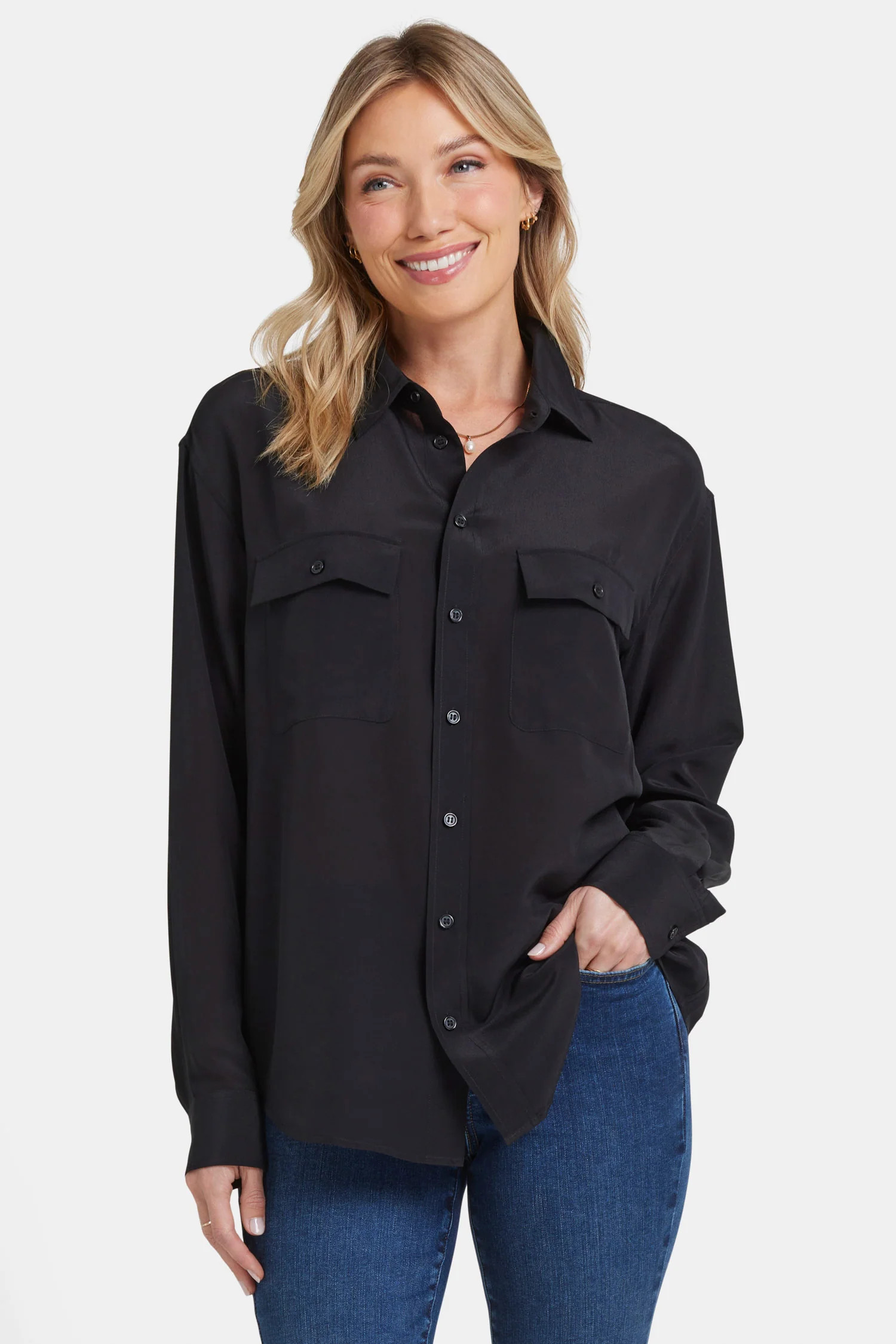 Lauren Silk Blouse - Black | NYDJ