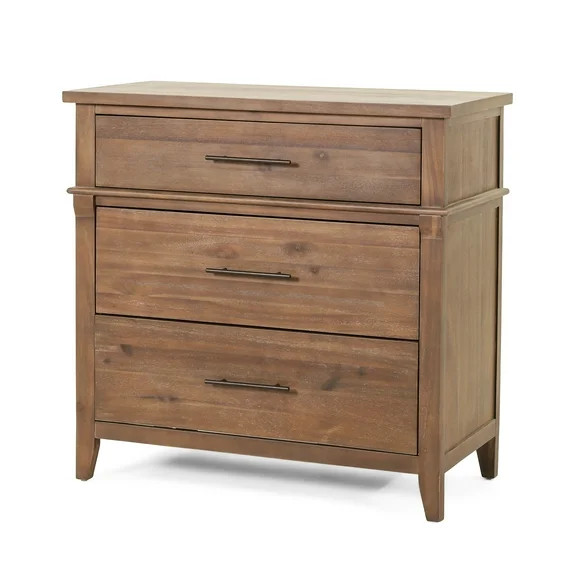 GDF Studio OkiOki Coastal Acacia Wood 3 Drawer Dresser, Light Brown Glaze | Walmart (US)