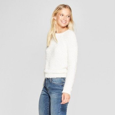 Women's Long Sleeve Eyelash Pullover Sweater - 3Hearts (Juniors') Ivory XL | Target