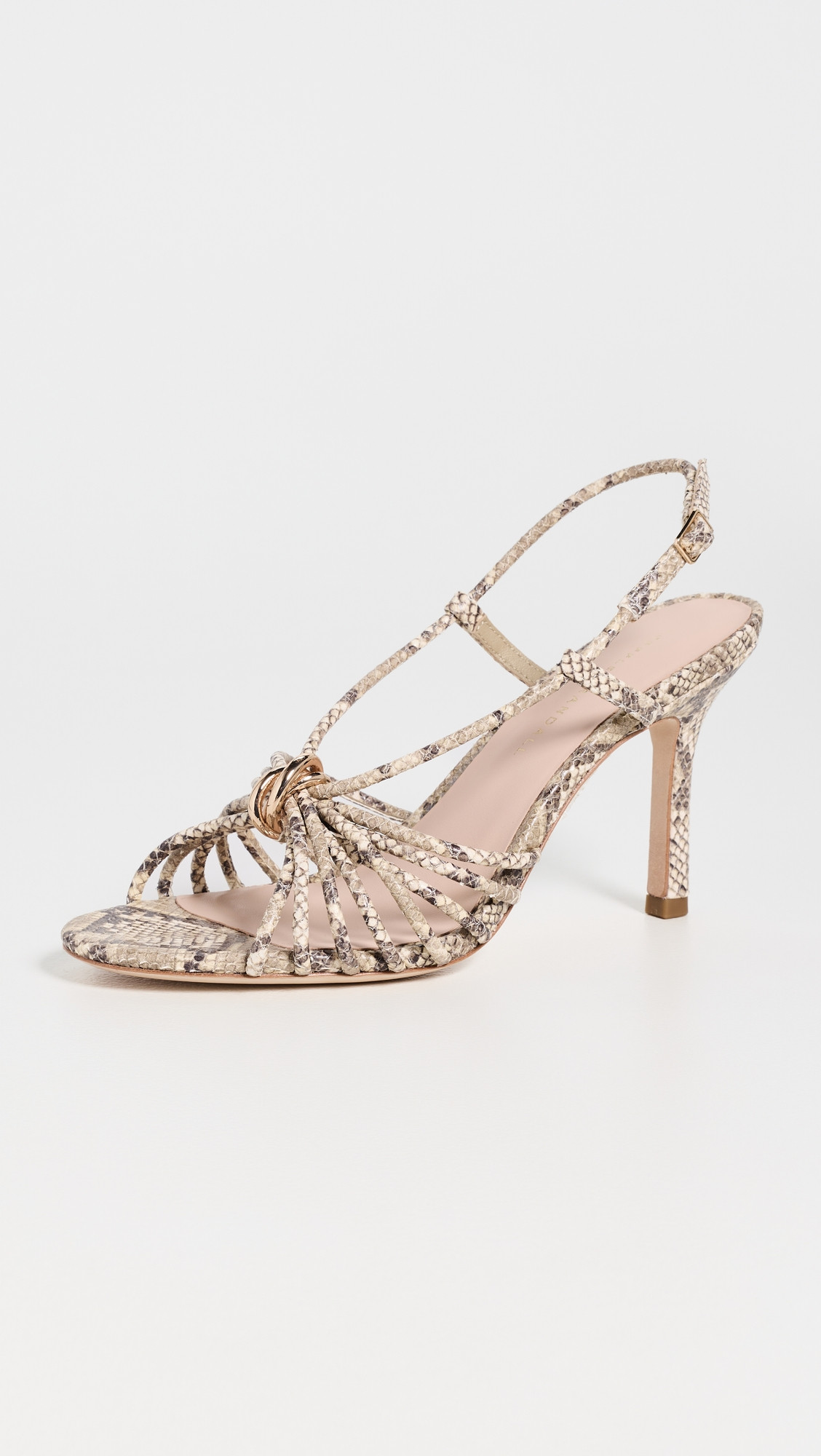 Loeffler Randall Mareka Strappy Heels with Hardware Natural Snake 6 | Shopbop