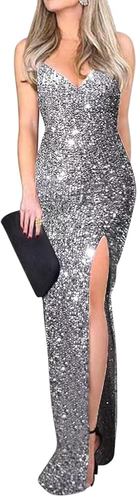 Women Sleeveless Off Shoulder Split Evening Cocktail Long Dress | Amazon (US)