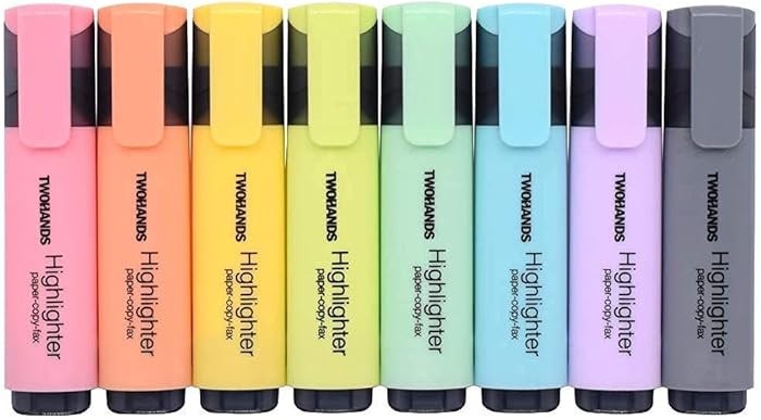 TWOHANDS Highlighters, 8 Assorted Pastel Colors, Chisel Tip Marker Pen,with Large Ink Reservoir f... | Amazon (US)