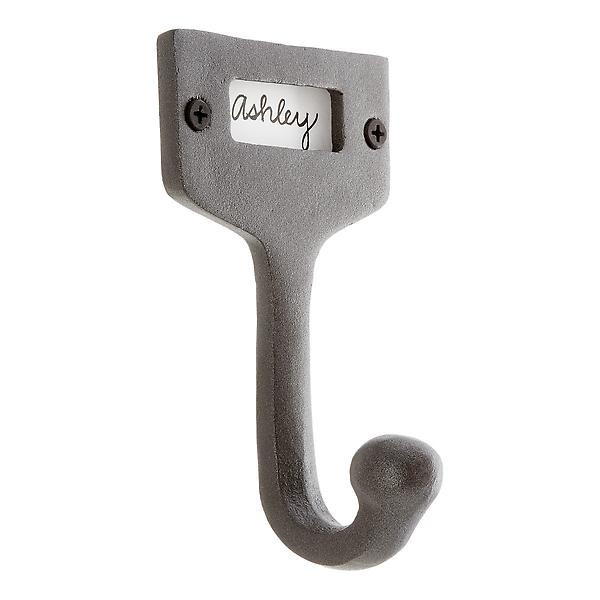 Cast Iron Single Wall Hook with Label Holder | The Container Store